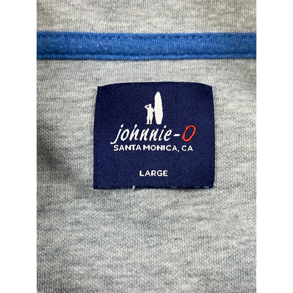 Johnnie-O Mens‎ Large Blue Heathered Cotton Modal Quarter Zip Pullover Sweater